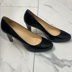 Black Patent Leather Platform Pumps